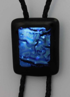 Turquoise Dichroic on Black Glass Bolo